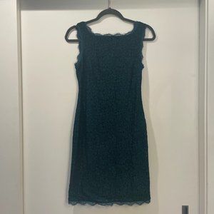 Adrianna Papell Boatneck Lace Sheath Hunter Green Dress - Size 2